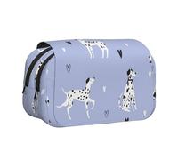 YOFIEN Trousse à Crayons à Motif de Chien Dalmatien, Organiseur de Papeterie Portable à Double Couche