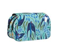 YOFIEN Trousse à Crayons à Motif d'hirondelles Volantes et de Fleurs printanières, Organiseur de Papeterie Portable à Double Couche