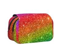 YOFIEN Trousse à Crayons à Paillettes colorées, Organiseur de Papeterie Portable à Double Couche