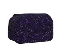 YOFIEN Trousse à Crayons à Paillettes Violet améthyste foncé, Organiseur de Papeterie Portable à Double Couche