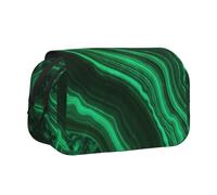 YOFIEN Trousse à Crayons à Texture Malachite, Organiseur de Papeterie Portable à Double Couche