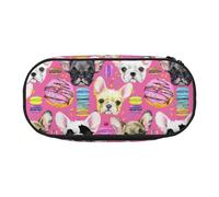 YOFIEN Trousse à Crayons Aquarelle Motif Chiot Bouledogue français, Petite Trousse à Crayons de Grande capacité, Organiseur de Papeterie de Bureau