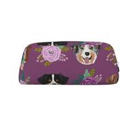 YOFIEN Trousse à Crayons Aussie Dog Floral pour Filles, Motif Berger Australien, avec Fermeture éclair.