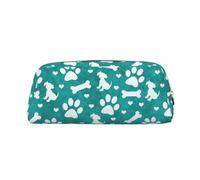 YOFIEN Trousse à Crayons Bleue à Motif Pattes de Chien Turquoise et Blanches pour Filles, avec Fermeture éclair.