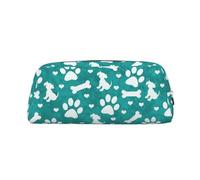 YOFIEN Trousse à Crayons Bleue à Motif Pattes de Chien Turquoise et Blanches pour Filles, avec Fermeture éclair.