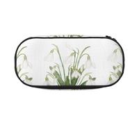 YOFIEN Trousse à Crayons de Grande capacité, Motif Aquarelle botanique, Motif Perce-Neige Blanc, Petite Trousse, Organiseur de Papeterie de Bureau