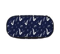 YOFIEN Trousse à Crayons de Grande capacité, Motif Notes de Musique, Saxophone, Petite Trousse, Organiseur de Papeterie de Bureau