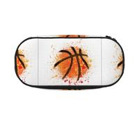 YOFIEN Trousse à Crayons de Grande capacité, Motif Peinture Abstraite Orange de Basket-Ball, Organiseur de Papeterie de Bureau