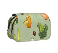 YOFIEN Trousse à Crayons Doodle Brocoli Fromage Avocat Organiseur de Papeterie Portable à Double Couche