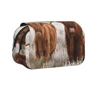YOFIEN Trousse à Crayons en Forme de Vache écossaise, Organiseur de Papeterie Portable à Double Couche