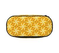 YOFIEN Trousse à Crayons géométrique à Motif de Fleur de Vanille Jaune, Petite, Grande capacité, Organiseur de Papeterie de Bureau