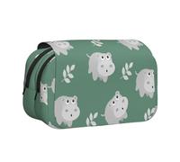 YOFIEN Trousse à Crayons Hippopotame Mignonne, Organiseur de Papeterie Portable à Double Couche