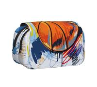 YOFIEN Trousse à Crayons imprimée Motif Basket-Ball, Croquis coloré, Plaisir, Portable, Double Couche, Organisateur de Papeterie