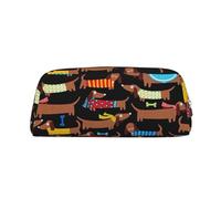 YOFIEN Trousse à Crayons imprimée teckels « J’Aime Mon Chien » pour Filles, Pochette de Rangement avec Fermeture éclair
