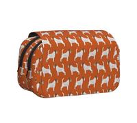 YOFIEN Trousse à Crayons Jack Russell Terriers Orange, Adorable Chien Jack Russell, Organiseur de Papeterie Portable à Double Couche