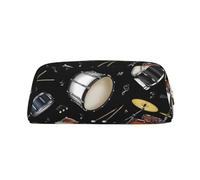 YOFIEN Trousse à Crayons Jazz Collection Noire en Forme de Tambour pour Filles, Pochette de Rangement avec Fermeture éclair