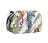 YOFIEN Trousse à Crayons Laminaria Seahorse, Organiseur de Papeterie Portable à Double Couche