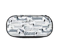 YOFIEN Trousse à Crayons Motif Chien Saucisse avec Lettres et Beignets, Petite Trousse à Crayons de Grande capacité, Organiseur de Papeterie de Bureau