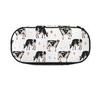 YOFIEN Trousse à Crayons Motif Vache tachetée de Lait, Motif Vache Noire, Petite Trousse à Crayons de Grande capacité, Organiseur de Papeterie de Bureau