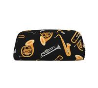 YOFIEN Trousse à Crayons Noire pour Filles, Motif Saxophone et Trombone, avec Fermeture éclair.