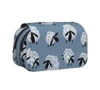 YOFIEN Trousse à Crayons Portable à Double Couche avec imprimé Moutons et Animaux Mignons