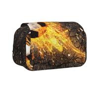 YOFIEN Trousse à Crayons Portable à Double Couche avec Motif Ballon de Football et Flammes