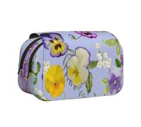 YOFIEN Trousse à Crayons Portable à Double Couche avec Motif de Fleurs de pensées