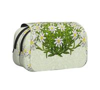 YOFIEN Trousse à Crayons Portable à Double Couche avec Motif Fleurs de Montagne suisses Edelweiss