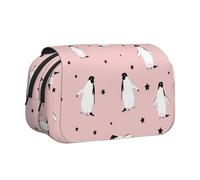 YOFIEN Trousse à Crayons Portable à Double Couche avec Motif Pingouins, étoiles et Oiseaux de mer