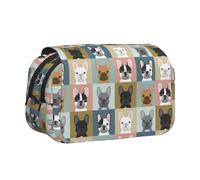 YOFIEN Trousse à Crayons Portable à Double Couche avec Motif Portraits de Bouledogue français