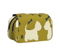 YOFIEN Trousse à Crayons Portable à Double Couche avec Silhouette de Chien et Animal des Highlands de l'Ouest
