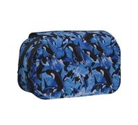 YOFIEN Trousse à Crayons Portable à Double Couche, Motif épaulards, orques et mer