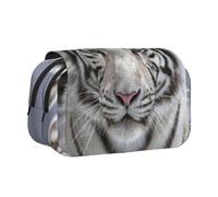 YOFIEN Trousse à Crayons Portable à Double Couche Motif Tigre Blanc d'hiver