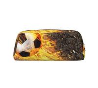 YOFIEN Trousse à Crayons pour Filles avec Motif Ballon de Football et Flammes, Pochette à Crayons zippée