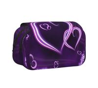 YOFIEN Trousse à Crayons Purple Hearts, Organiseur de Papeterie Portable à Double Couche