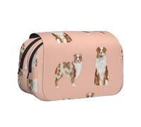 YOFIEN Trousse à Crayons Rose Simple Motif Berger Australien Rouge Merle