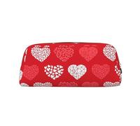 YOFIEN Trousse à Crayons Rouge et Blanche à Motifs cœurs et Amour pour Filles, Pochette de Rangement avec Fermeture éclair