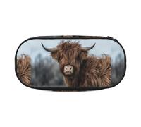 YOFIEN Vache des Highlands, Faune écossaise, Petite Trousse à Crayons, Grande capacité, Organiseur de Papeterie de Bureau