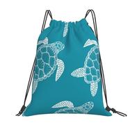 YOFIEN Wasserabweisender Rucksack mit Kordelzug im Meeresschildkröten-Stil für Damen und Herren, Sport- und Fitnessstudio-Sackpack