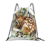YOFIEN Wasserabweisender Rucksack mit Kordelzug, Motiv: Aquarell-Wildtier, Hirsch, für Damen und Herren, Sport, Fitnessstudio, Sackpack