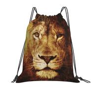 YOFIEN Wasserabweisender Rucksack mit Kordelzug, Motiv: Der Kopf des coolen Löwen, für Damen und Herren, Sport- und Fitnessstudio-Sackpack