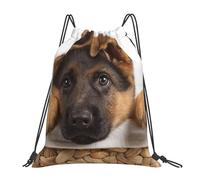 YOFIEN Wasserabweisender Rucksack mit Kordelzug, Motiv: Deutscher Schäferhund-Welpe, für Damen und Herren, Sport- und Fitnessstudio-Sackpack
