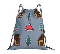 YOFIEN Wasserabweisender Rucksack mit Kordelzug, Motiv: Frohe Weihnachten, Weihnachtsbaum, für Damen und Herren, Sport- und Fitnessstudio-Sackpack