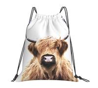 YOFIEN Wasserabweisender Rucksack mit Kordelzug, Motiv: Highland Cow Portrait, für Damen und Herren, Sport, Fitnessstudio
