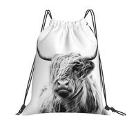 YOFIEN Wasserabweisender Rucksack mit Kordelzug, Motiv: Portrait einer Hochlandkuh, für Damen und Herren, Sport- und Fitnessstudio-Sackpack