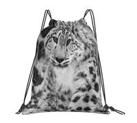 YOFIEN Wasserabweisender Rucksack mit Kordelzug, Motiv: Schneeleopard, für Damen und Herren, Sport, Fitnessstudio, Sackpack