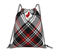 YOFIEN Wasserabweisender Rucksack mit Kordelzug, Motiv: Valentinstag, karierte Herzen, für Damen und Herren, Sport- und Fitnessstudio-Sackpack