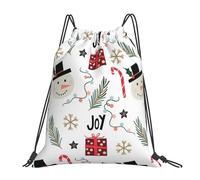 YOFIEN Wasserabweisender Rucksack mit Kordelzug, Motiv: Weihnachten mit Schneemann, für Damen und Herren, Sport, Fitnessstudio, Sackpack