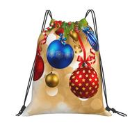 YOFIEN Wasserabweisender Rucksack mit Kordelzug und Aufdruck „Frohe Weihnachten“ für Damen und Herren, Sport- und Fitnessstudio-Sackpack