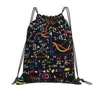 YOFIEN Wasserabweisender Rucksack mit Kordelzug und buntem Mathe-Formel-Druck für Damen und Herren, Sport- und Fitnessstudio-Sackpack